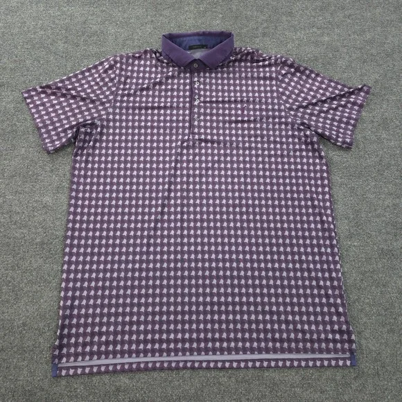 Greyson Polo Shirt Mens 2XL Purple Wolf Print Hazeltine Golf Performance Stretch - Picture 2 of 11